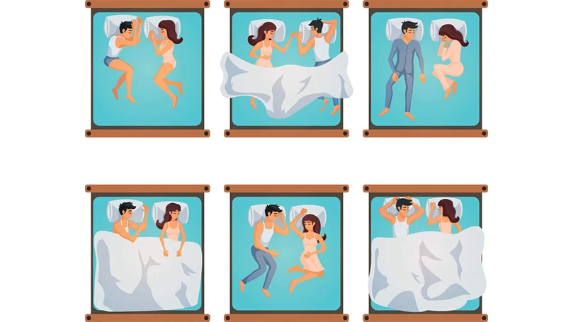 une illustration de différentes positions de sommeil pour les couples