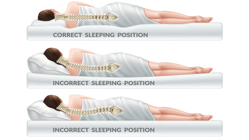 Une illustration montrant le positionnement correct de la colonne vertébrale dans une position de sommeil.
