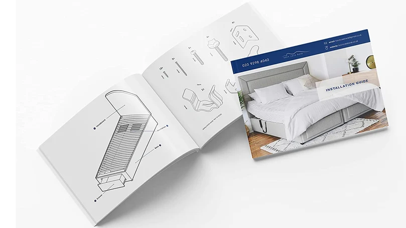 Une image du guide d'assemblage du cadre de lit ajustable.
