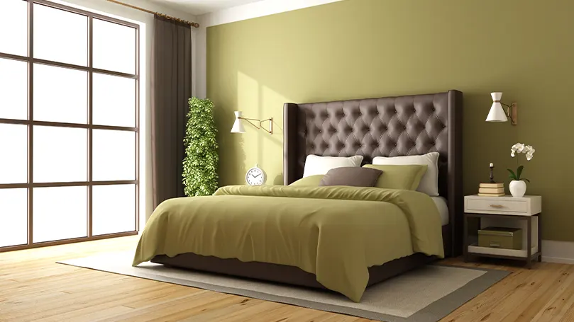 Image d'un nouveau lit dans une chambre à coucher