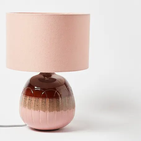 Abat-jour de lampe de bureau en céramique rose Mahina