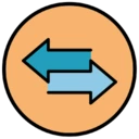 Une icône représentant deux flèches pointant vers la gauche et la droite illustrant un matelas à une face.