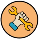 Une icône représentant une main tenant une clé à molette
