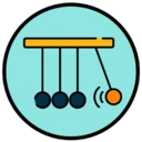 Une icône présentant des boules de mouvement perpétuel indiquant un faible transfert de mouvement