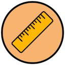 Une icône représentant une règle indiquant l'absence de différentes tailles et dimensions