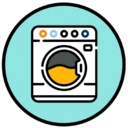 Icône représentant une machine à laver, illustrant un produit pouvant être lavé en machine