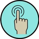 une icône représentant le doigt d'une main appuyant sur une surface, illustrant un usage agréable