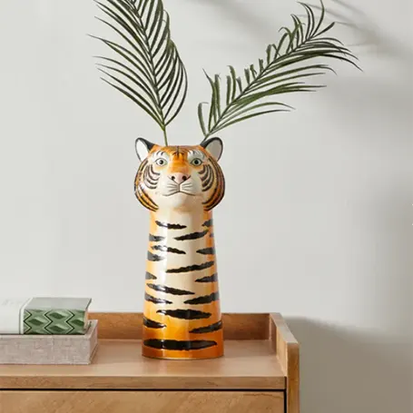Vase à tête de tigre en céramique