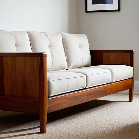Image d'un nouveau canapé-lit avec un cadre de lit en bois